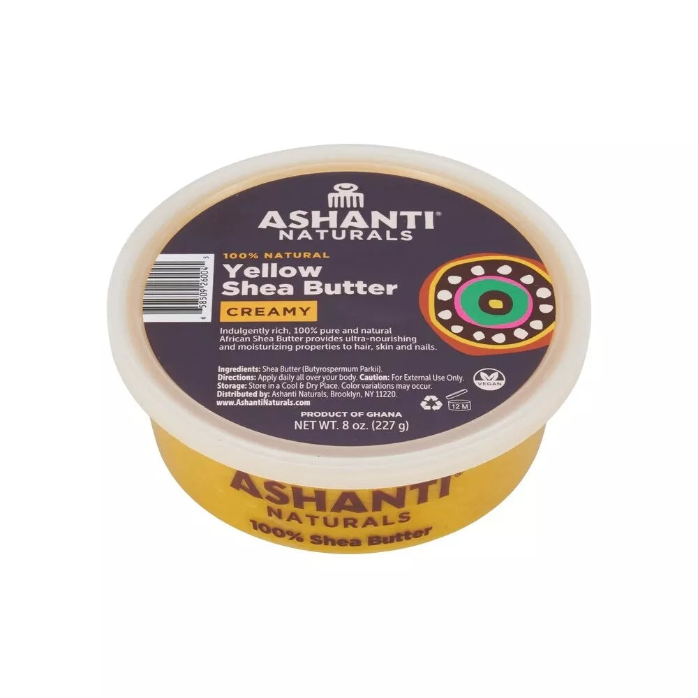 Ashanti 100% Natural Yellow Shea Butter, Creamy, 8oz/227g